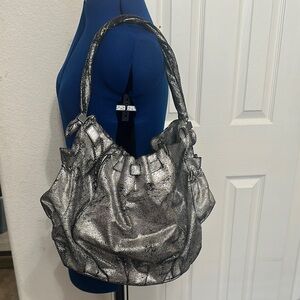 Silver Shoulder Bag with Metallic Sheen and Slouchy Design - Botkier for Target
